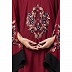 Embroidery Irani Kaftan with contrast border- Maroon-Black